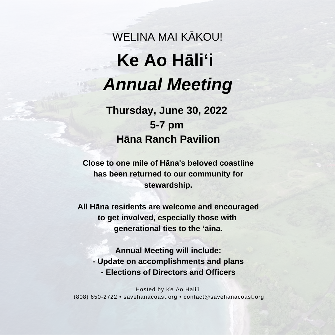 Ke Ao Hali'i Annual Meeting - June 30